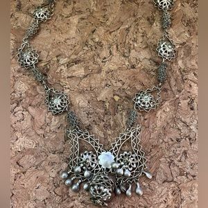Intricate Silver Statement Necklace
